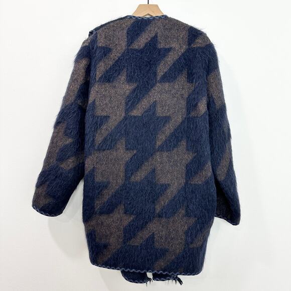 Stella McCartney Alpaca Wool Blend Blanket Draped Coat Houndstooth RARE 44 10 - Picture 2 of 8
